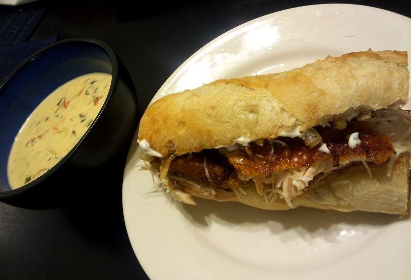 Basil Artichoke Soup and Sandwich 