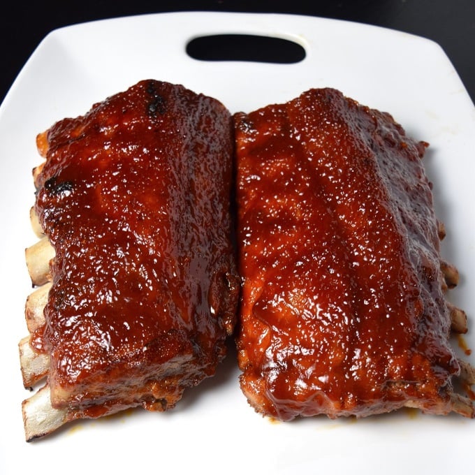 Glazed BBQ Ribs in the Oven on a plate