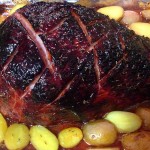 roasted ham and potatoes