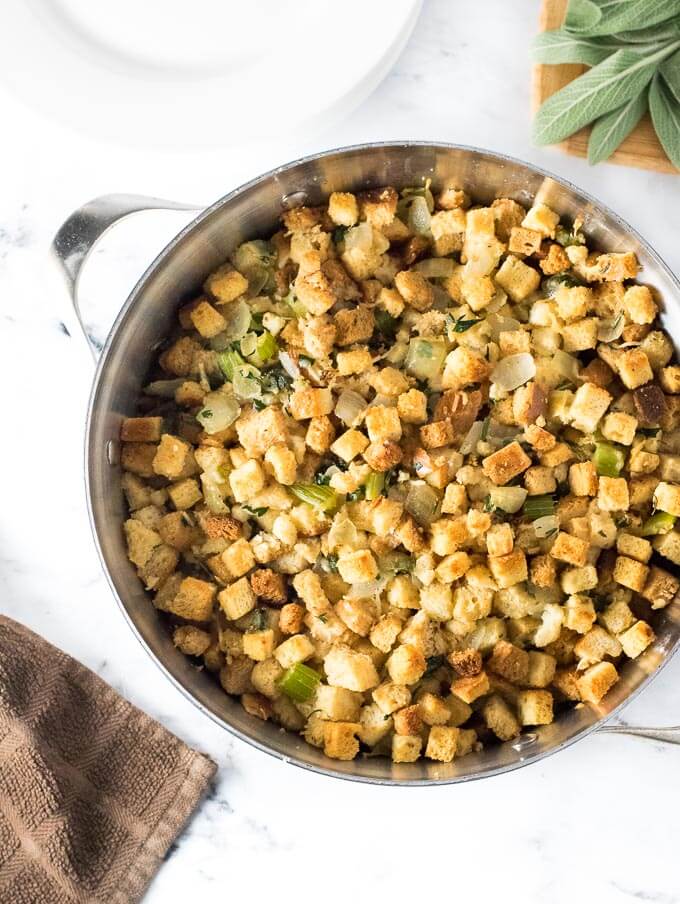 The BEST Stuffing Recipe - Crispy, Buttery Herb Stuffing - The