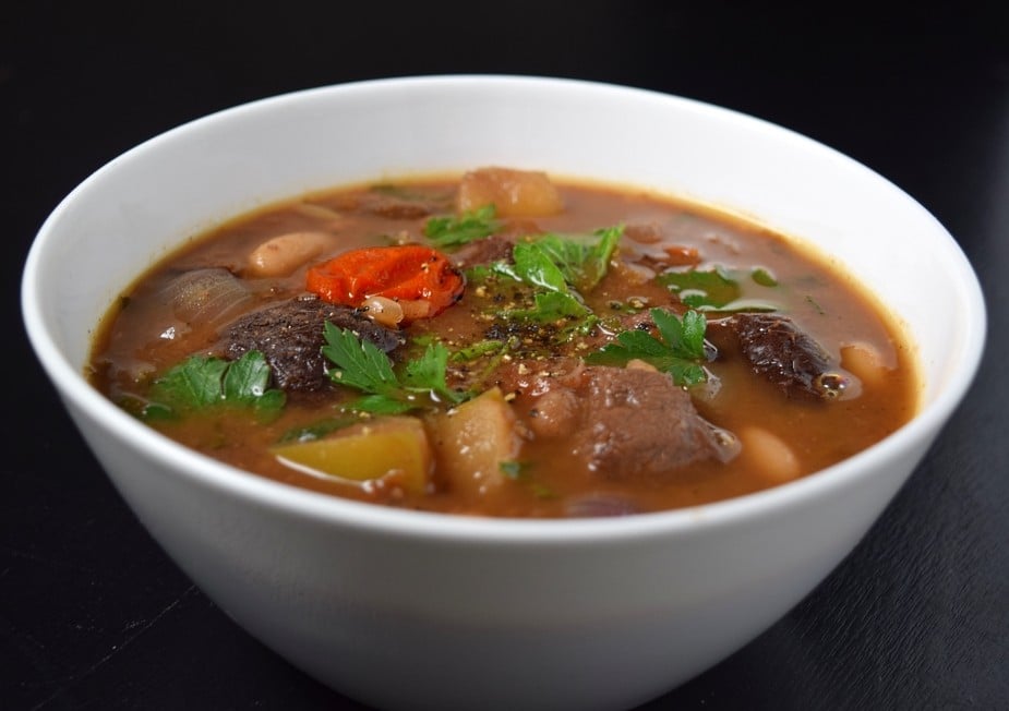 Hearty venison stew recipe in bowl