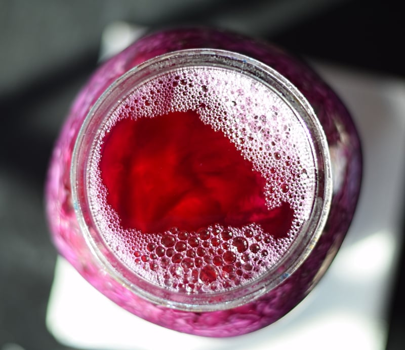 Sauerkraut fermenting in large jar