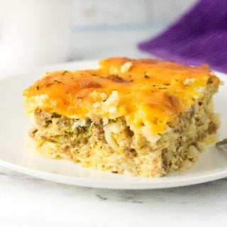 Sausage Hash Brown Breakfast Casserole with Egg and Cheese