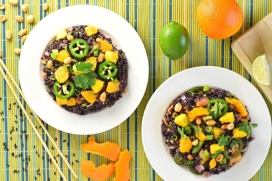 Coconut and citrus black rice salad recipe.