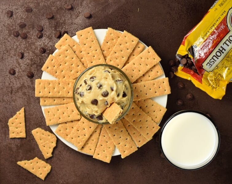 Cookie dough dip with graham crackers.