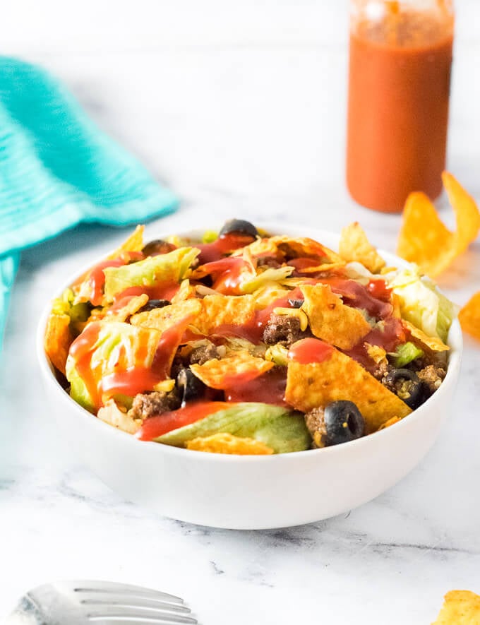 Taco Salad with Catalina Dressing.