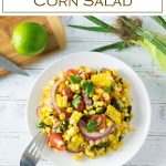 This grilled corn salad can be made with corn on the cob or canned/frozen corn. #corn #salad #grilled