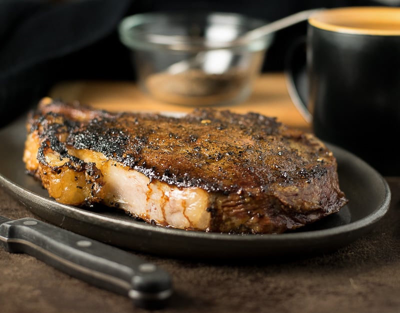 Coffee crusted steak rub.