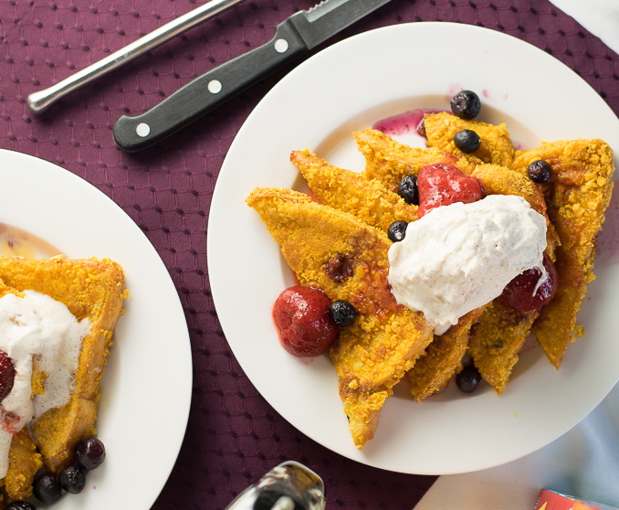 Captain Crunch French Toast served for breakfast.