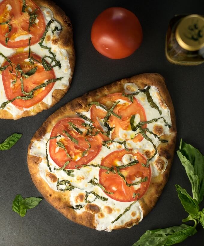 Easy Margherita Pizza on baking sheet