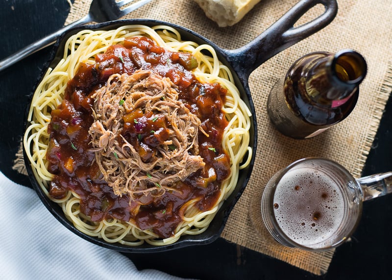 Overview of BBQ Spaghetti and Pulled Pork.