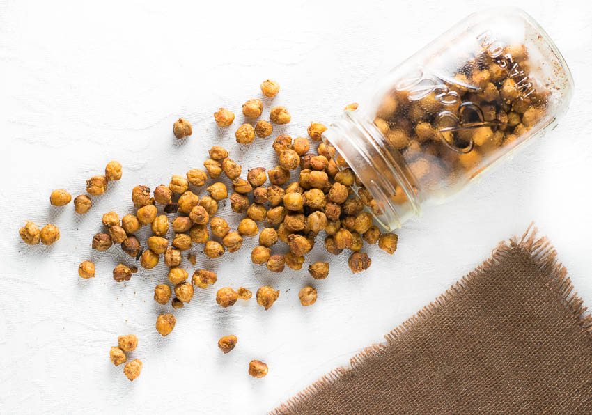 Honey roasted chickpeas in a jar.