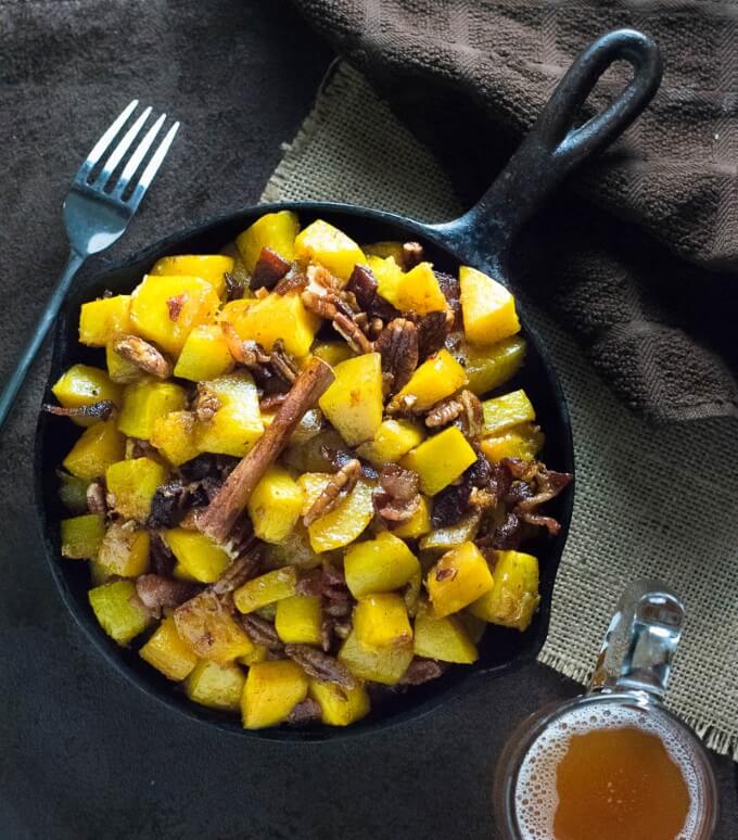 Maple and Bacon Roasted Squash with Pecans fall recipe