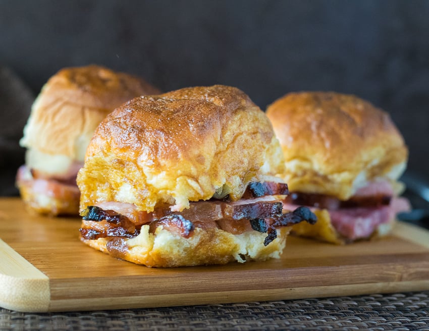 Baked Ham Sandwiches with brown sugar glaze.