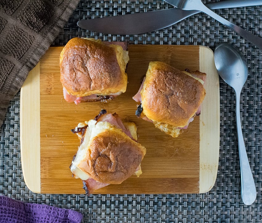 Baked Ham Sandwiches viewed from above.