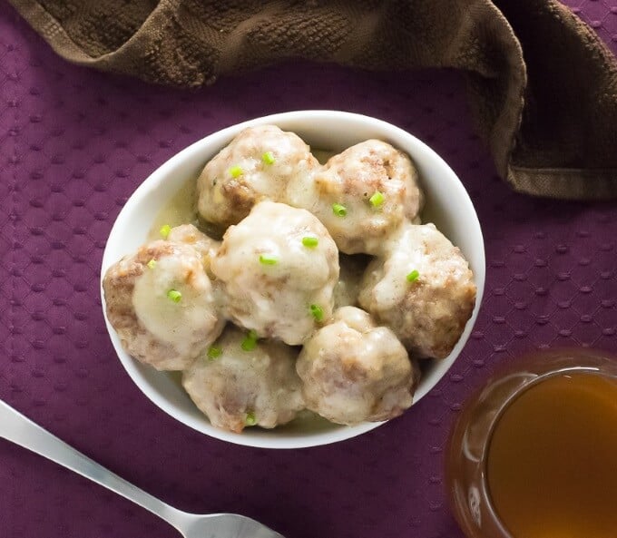 Serving party cocktail meatballs.