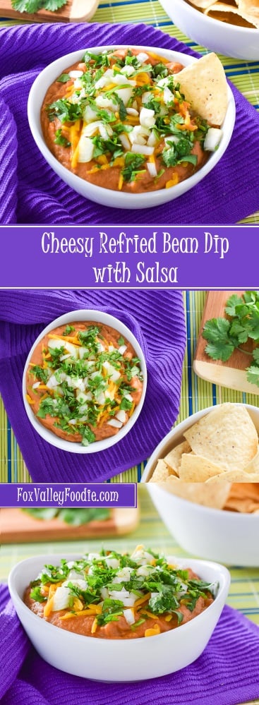 Cheesy Refried Bean Dip with Salsa