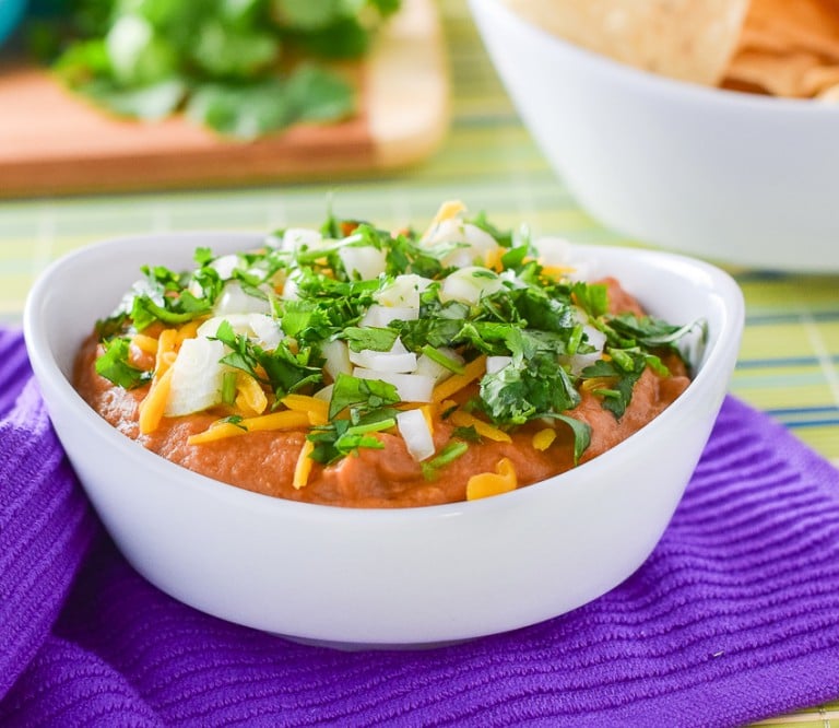 Cheesy Refried Bean Dip with Salsa Fox Valley Foodie