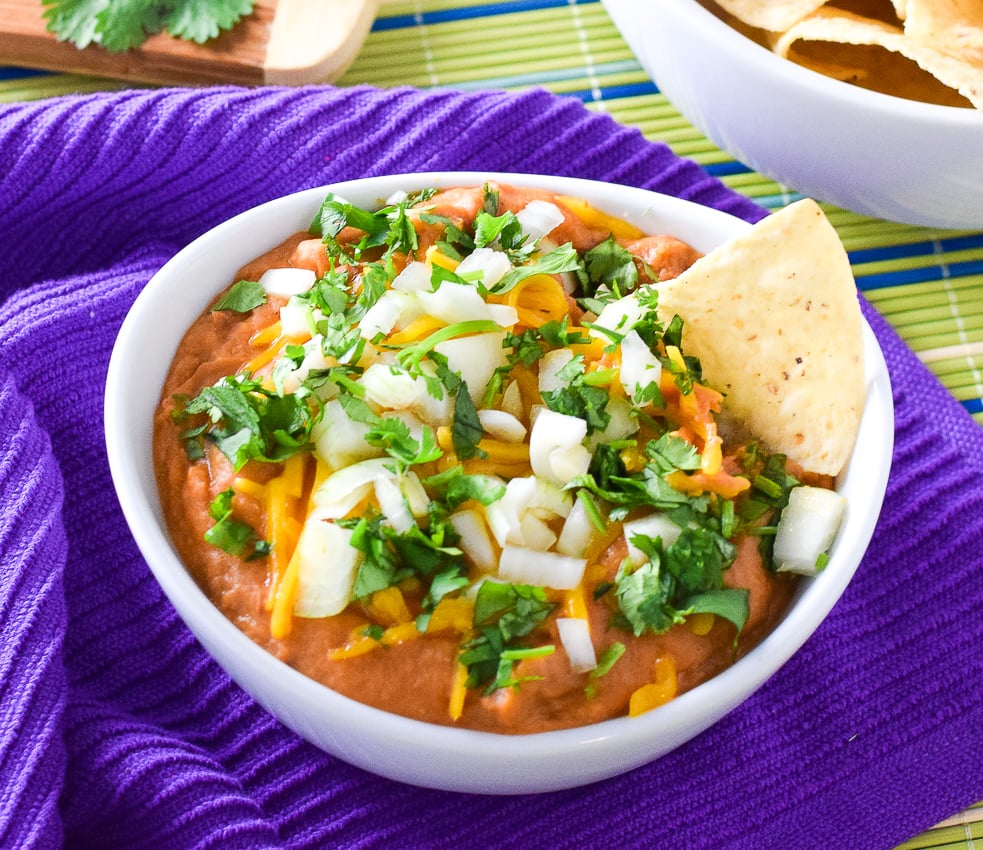 Cheesy Refried Bean Dip with Salsa