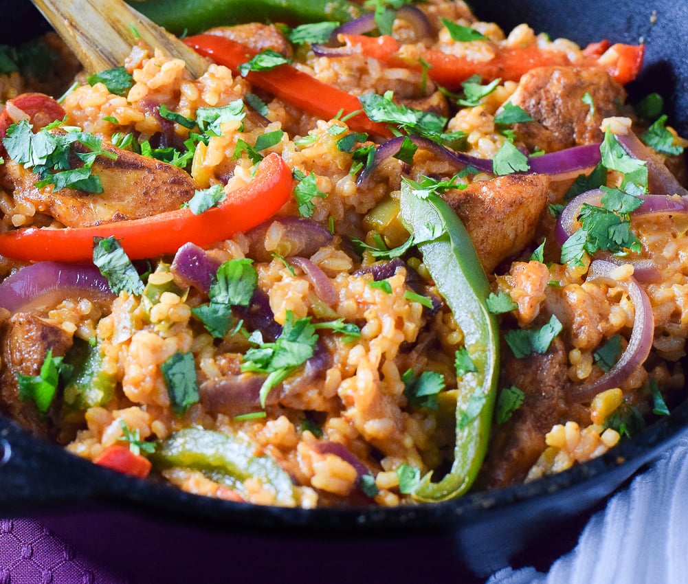 One Pot Chicken Fajita and Rice Skillet