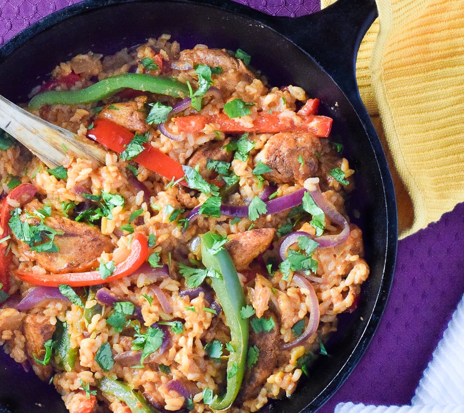 One Pot Chicken Fajita and Rice Skillet