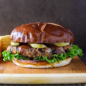 Black Bean Burger recipe with Seared Apple and BBQ Sauce