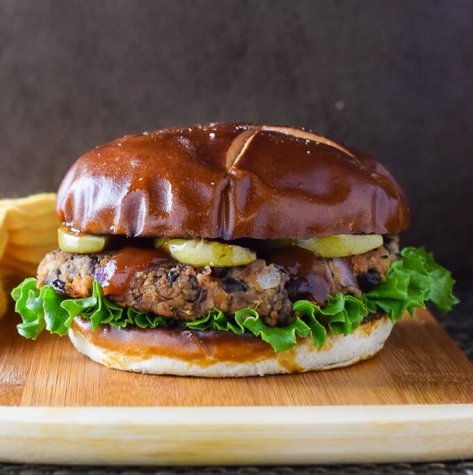 Black Bean Burger recipe with Seared Apple and BBQ Sauce