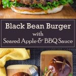 Black Bean Burger with Seared Apple and BBQ Sauce vegetarian recipe #vegetarian #healthy #burger #sandwich #lunch