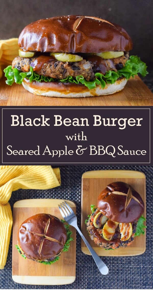 Black Bean Burger with Seared Apple and BBQ Sauce - Fox Valley Foodie