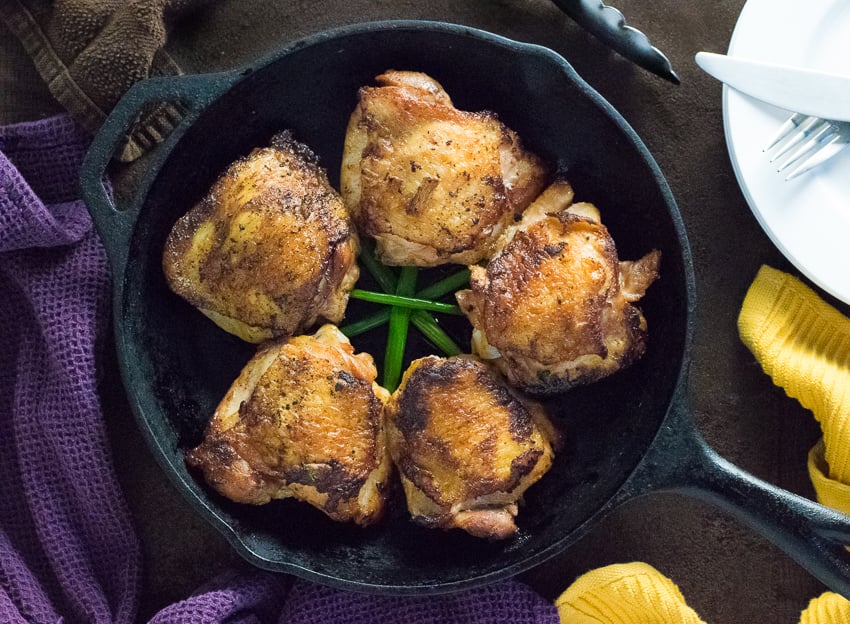 Crispy Soy Brined Chicken Thighs