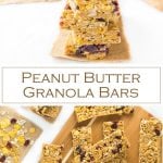 No-bake Peanut Butter Granola Bars #recipe #granola #snack #nobake