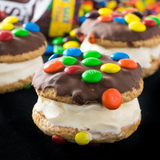 Chocolate Dipped M&M® Ice Cream Cookie Sandwiches