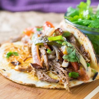 Queso and Bacon Shredded Beef Tacos