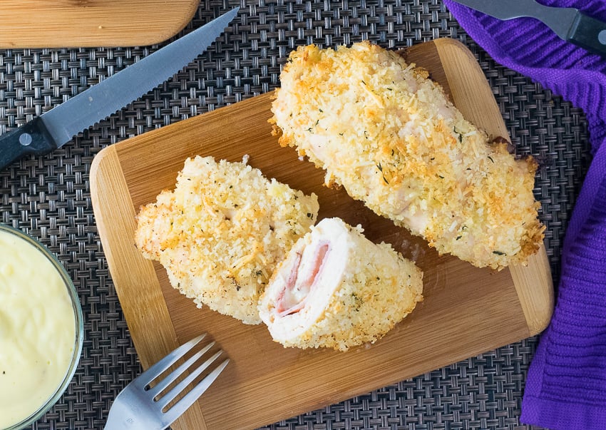 Baked Chicken Cordon Bleu with a Parmesan Panko Crust Recipe