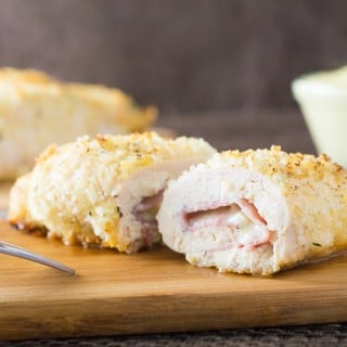 Baked Chicken Cordon Bleu with a Parmesan Panko Crust