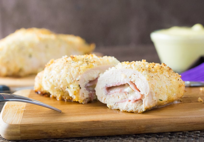 Baked Chicken Cordon Bleu with a Parmesan Panko Crust