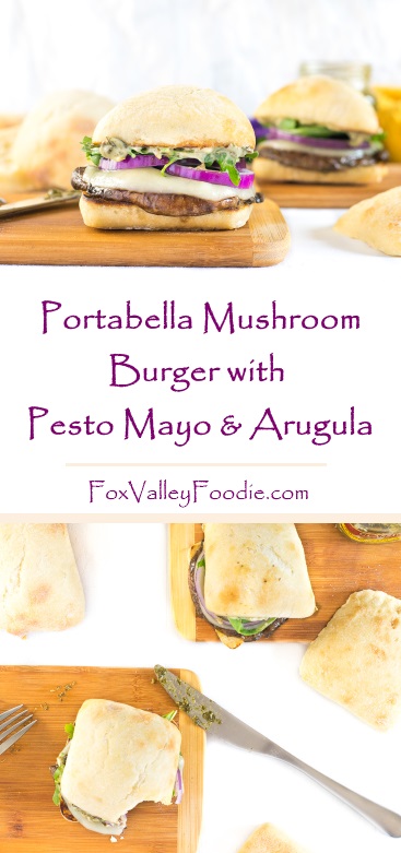Portabella Mushroom Burger with Pesto Mayo and Arugula Recipe