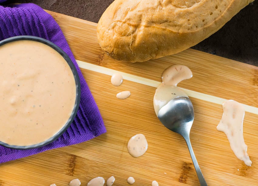 Chicken dipping sauce in bowl.