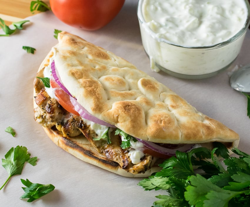 Authentic Greek Chicken Gyros Recipe with Tzatziki Sauce » Foodies