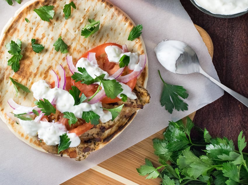 Chicken Gyros with Homemade Tzatziki Sauce Recipe