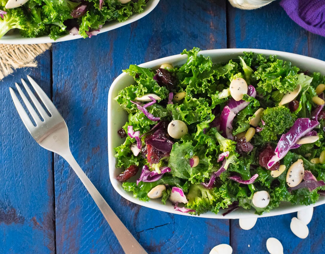 Kale and Broccoli Salad with Poppyseed Dressing Recipe