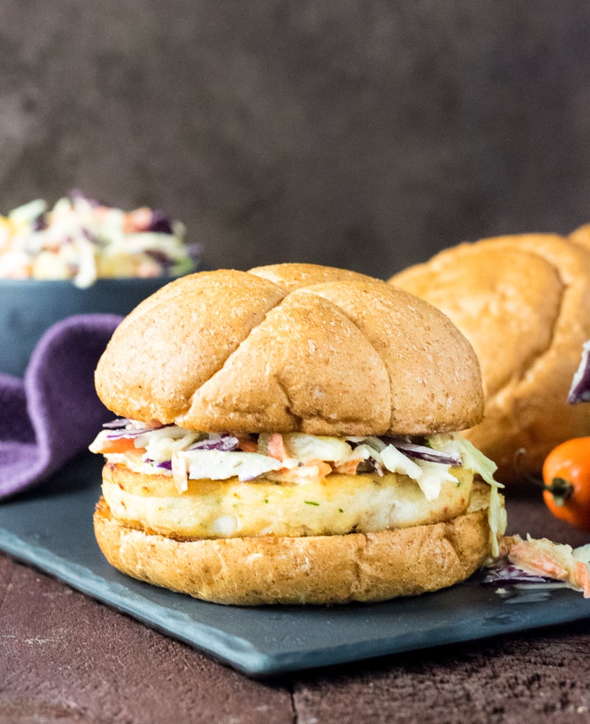 Caribbean Coleslaw with Trident Alaskan Pollock Burgers