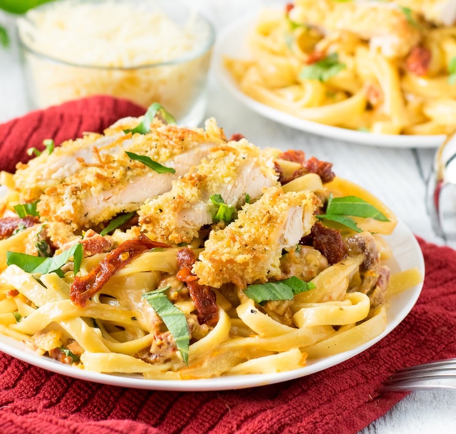 Sundried Tomato Alfredo with Parmesan Crusted Chicken