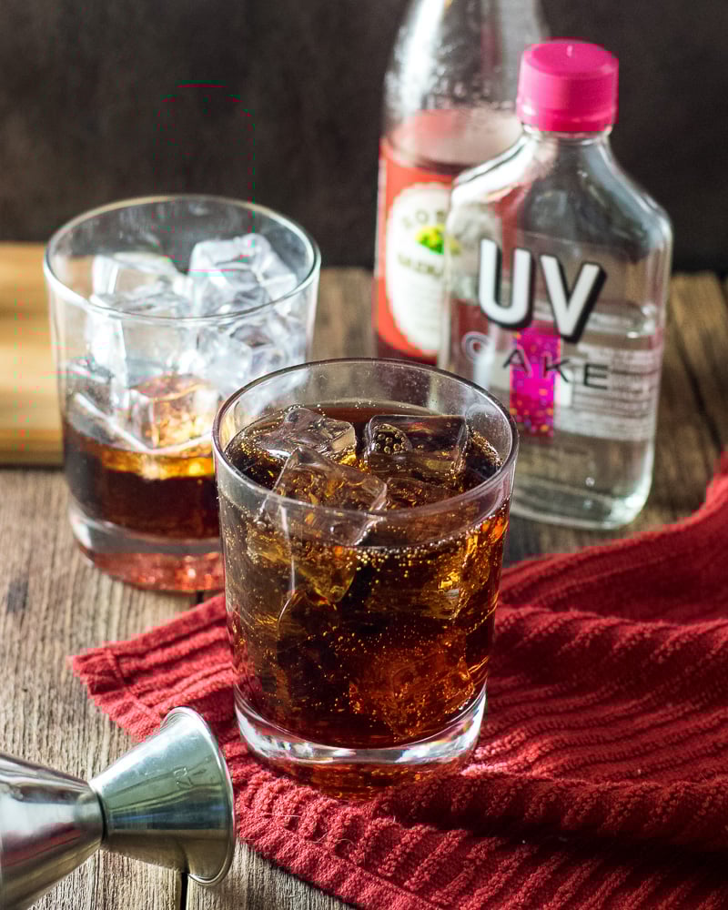 Making a Dr Pepper Mixed Drink.