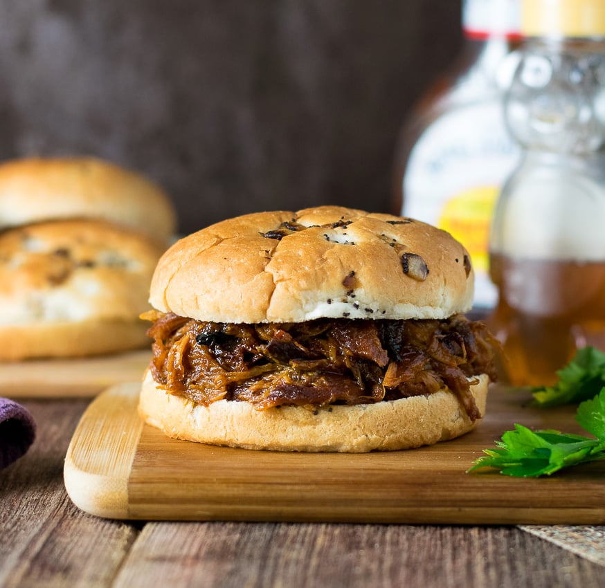 Easy Crock Pot Honey BBQ Chicken Sandwich