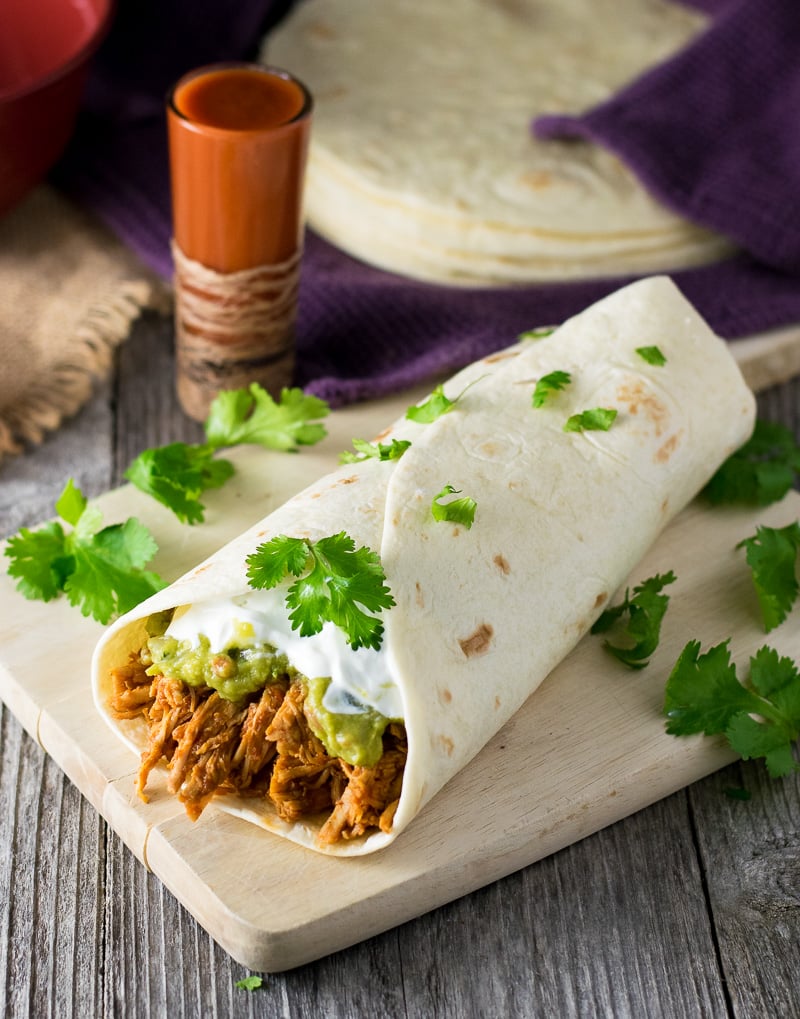 Shredded Chicken Burrito with Guacamole Filling - Fox Valley Foodie