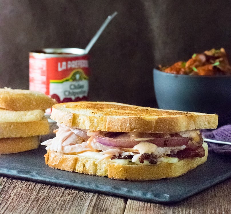 Sourdough Bacon Turkey Panini with Chipotle Mayo 