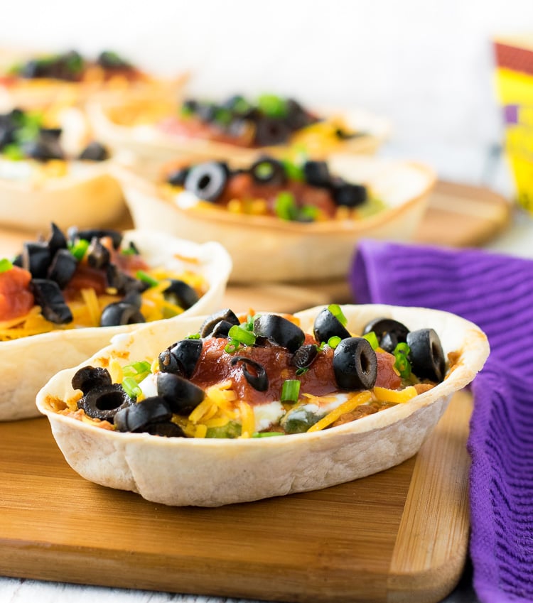 Individual Seven Layer Bean Dip Boats