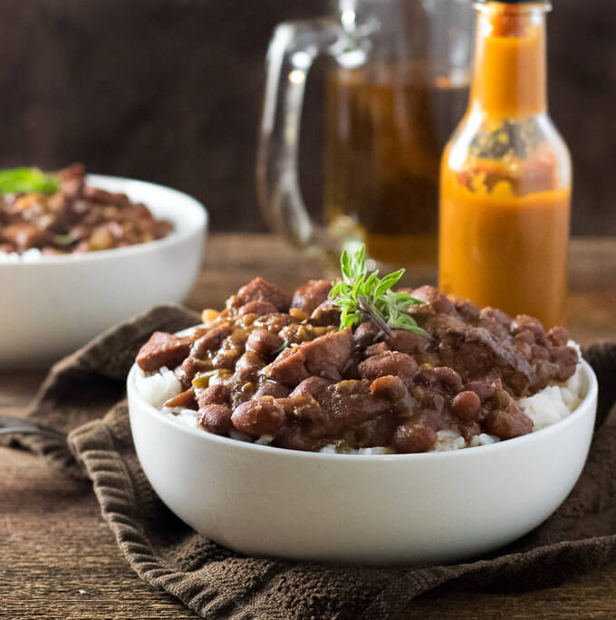 Red beans and rice with sausage.