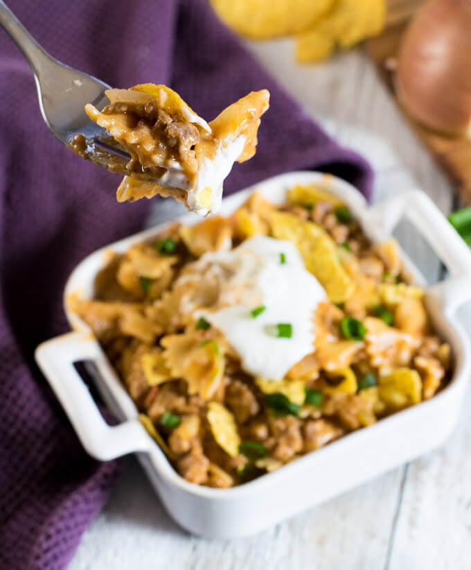 15 Minute Crunchy Taco Pasta 